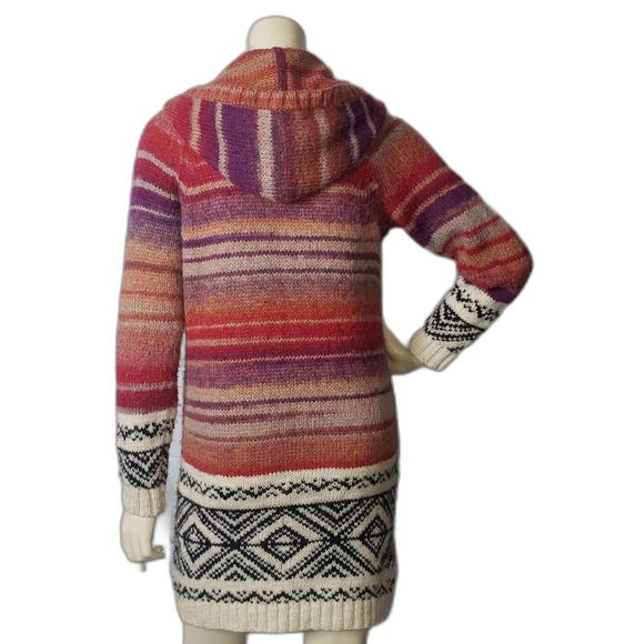 EDDIE BAUER Alpaca Wool Hooded Zip Front Cardigan Sweater Size Medium - Picture 2 of 7